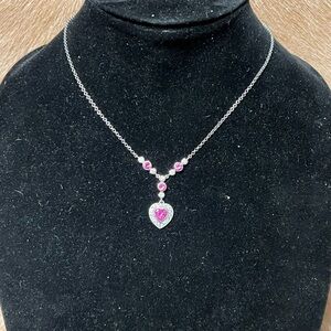 925 silver ruby and CZ necklace